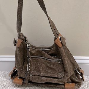 b Makowsky metallic crackle golden brown purse bag